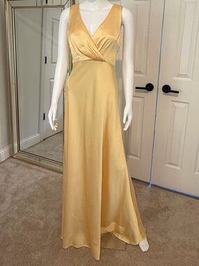Jill Stuart Champagne Gold Satin V-Neck Maxi Dress